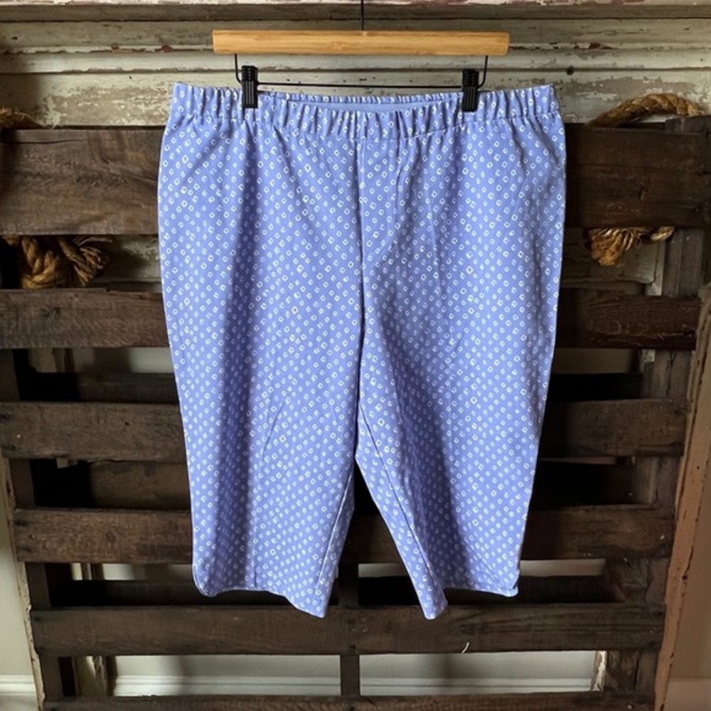🟠ISAAC MIZRAHI Capris in Periwinkle/White Print Sz 20W
